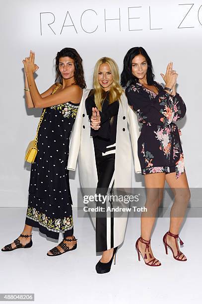 Giovanna Battaglia, Rachel Zoe, and Leigh Lezark attend the Rachel Zoe Presentation Spring 2016 during New York Fashion Week: The Shows at The Space,...