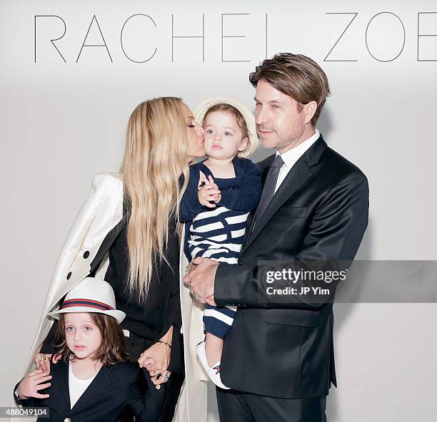 Skyler Berman, designer Rachel Zoe, Kaius Berman, and Rodger Berman attend the Rachel Zoe Spring 2016 presentation during New York Fashion Week: The...