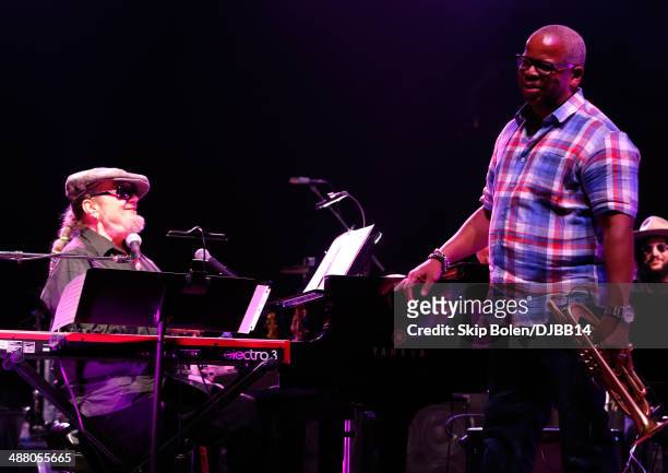 Dr. John and Terence Blanchard rehearse for The Musical Mojo of Dr. John: A Celebration of Mac & His Music at the Saenger Theatre on May 3, 2014 in...