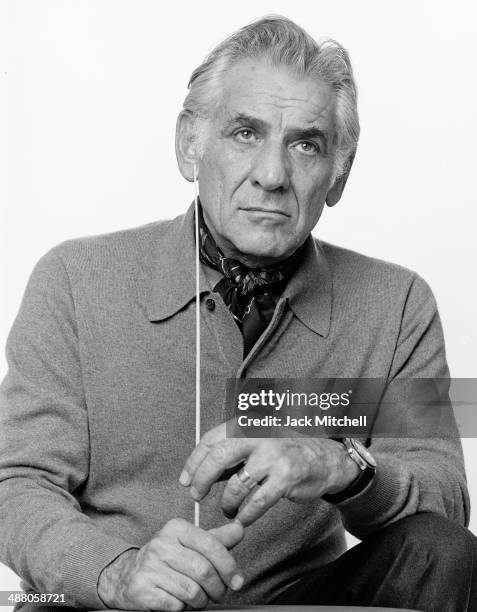Composer and Conductor Leonard Bernstein photographed in NYC in 1978.