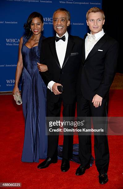 Aisha McShaw, Al Sharpton and Ronan Farrow attend the 100th Annual White House Correspondents' Association Dinner at the Washington Hilton on May 3,...