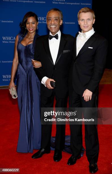 Aisha McShaw, Al Sharpton and Ronan Farrow attend the 100th Annual White House Correspondents' Association Dinner at the Washington Hilton on May 3,...