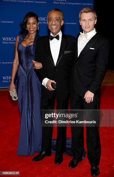 Aisha McShaw, Al Sharpton and Ronan Farrow attend the 100th Annual White House Correspondents' Association Dinner at the Washington Hilton on May 3,...