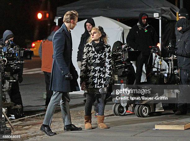 AnnaSophia Robb and Austin Butler are seen at the movie set of The Carrie Diaries on February 22, 2013 in New York City.