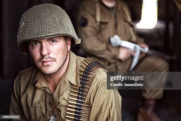 portrait of world war ii united states army soldier - ve day 1945 stock pictures, royalty-free photos & images