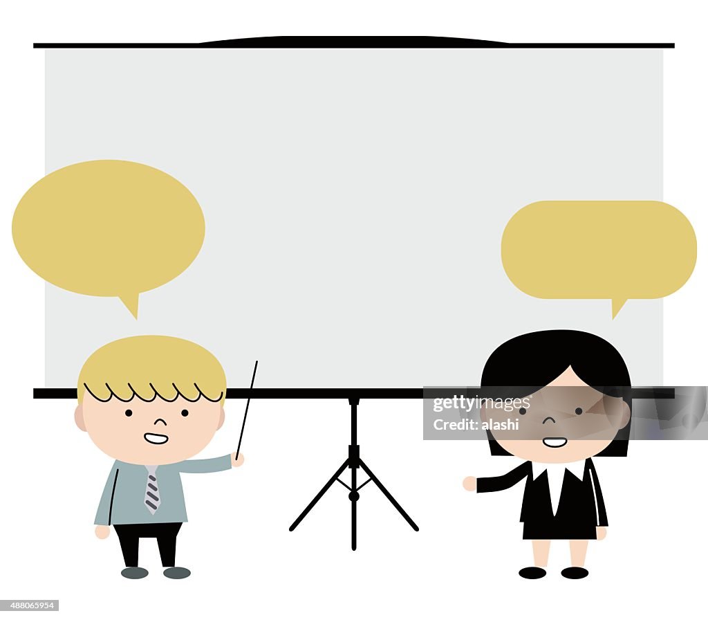 Business bambini dando una presentazione in un ambiente di conferenze/riunioni