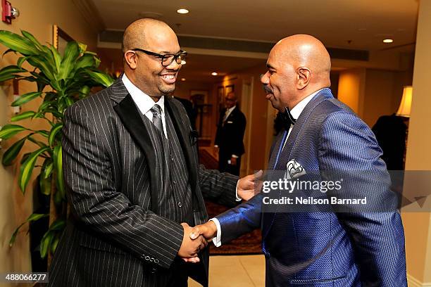 Pastor Corey Brooks , of New Beginnings Church Chicago and Steve Harvey attends the 2014 Steve & Marjorie Harvey Foundation Gala presented by...