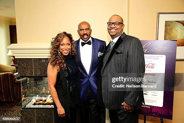 Marjorie and Steve Harvey and Pastor Corey Brooks attend the 2014 Steve & Marjorie Harvey Foundation Gala presented by Coca-Cola VIP Reception at the...