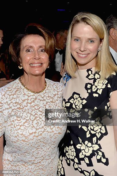 Nancy Pelosi and Marissa Mayer attend the Yahoo News/ABCNews Pre-White House Correspondents' dinner reception pre-party at Washington Hilton on May...