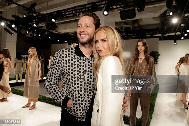 Editor-at-Large of Harper?s Bazaar Derek Blasberg and designer Rachel Zoe attend the Rachel Zoe Spring 2016 presentation during New York Fashion...