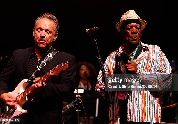 Jimmie Vaughan and Big Chief Monk Boudreaux rehearse for The Musical Mojo of Dr. John: A Celebration of Mac & His Music at the Saenger Theatre on May...