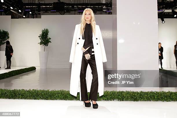 Designer Rachel Zoe attends the Rachel Zoe Spring 2016 presentation during New York Fashion Week: The Shows at The Space, Skylight at Clarkson Sq on...