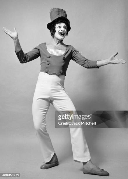 French actor and mime Marcel Marceau as 'Bip the Clown' in New York City, March 1973.