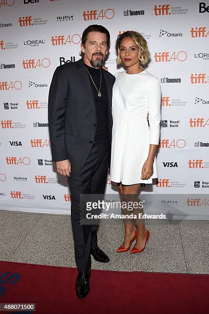 Actors Ethan Hawke and Carmen Ejogo attend the "Born to Be Blue" premiere during the 2015 Toronto International Film Festival at the Winter Garden...