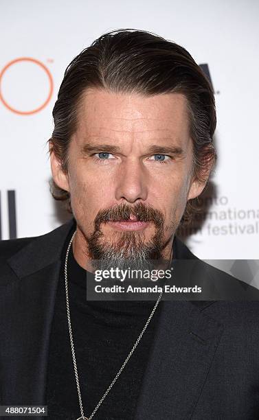 Actor Ethan Hawke attends the "Born to Be Blue" premiere during the 2015 Toronto International Film Festival at the Winter Garden Theatre on...