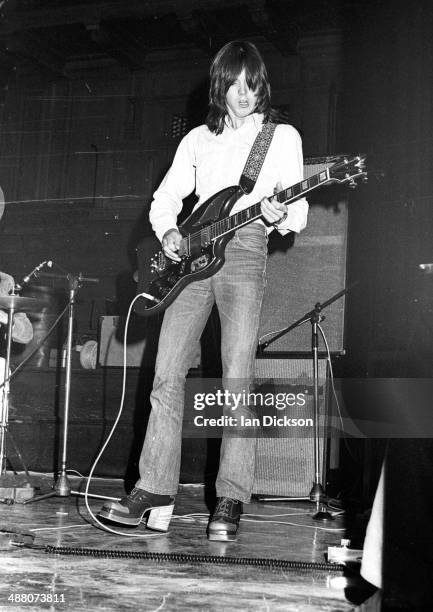 Jimmy McCulloch performs on stage with Stone The Crows at the Mayfair Ballroom, Newcastle-upon-Tyne, 1972.
