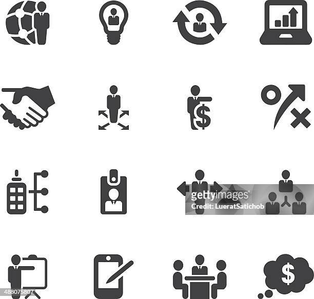management and business silhouette icons| eps10 - interactive whiteboard icon stock illustrations