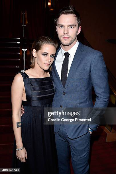Actors Kristen Stewart and Nicholas Hoult attend the "Equals" premiere during the 2015 Toronto International Film Festival at the Princess of Wales...