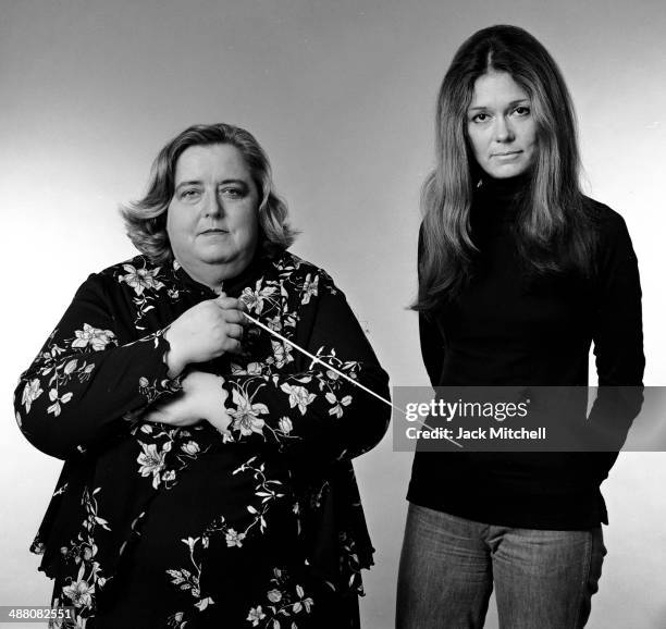 Opera conductor Sarah Caldwell and feminist and author Gloria Steinem photographed in October 1975.