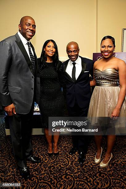 Earvin "Magic" Johnson, Cookie Johnson, KEM, and L'Renee attend the 2014 Steve & Marjorie Harvey Foundation Gala presented by Coca-Cola VIP Reception...