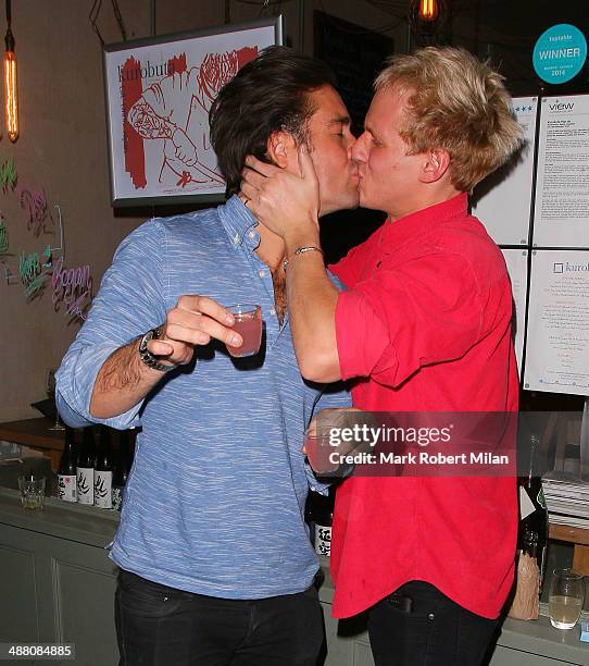 Spencer Matthews and Jamie Laing at Kurobuta restaurant to celebrate Caggie Dunlop's birthday on May 3, 2014 in London, England.