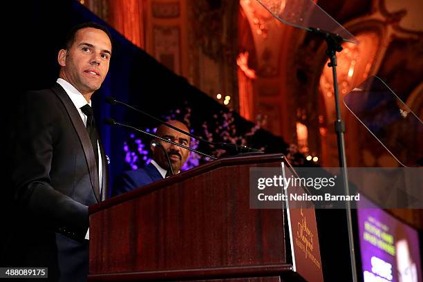 Steve Pemberton of Walgreen speaks on stage at the 2014 Steve & Marjorie Harvey Foundation Gala presented by Coca-Cola at the Hilton Chicago on May...