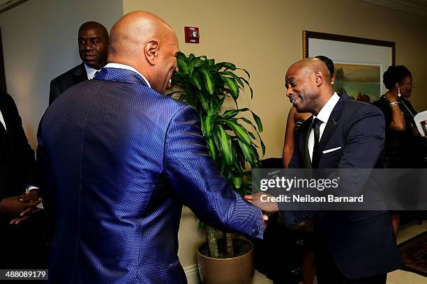 Steve Harvey and KEM attend the 2014 Steve & Marjorie Harvey Foundation Gala presented by Coca-Cola VIP Reception at the Hilton Chicago on May 3,...