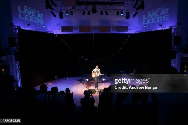 Frank Turner performs as the day's special guest on stage at Leeds College Of Music during Live At Leeds music festival on May 3, 2014 in Leeds,...