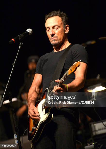 Bruce Springsteen rehearses for The Musical Mojo of Dr. John: A Celebration of Mac & His Music at the Saenger Theatre on May 3, 2014 in New Orleans,...