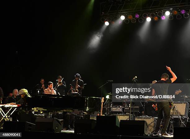 Bruce Springsteen rehearses for The Musical Mojo of Dr. John: A Celebration of Mac & His Music at the Saenger Theatre on May 3, 2014 in New Orleans,...