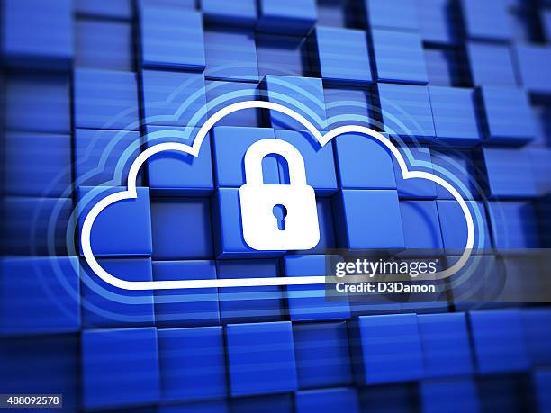 wolke mit vorhängeschloss - cloud sicherheit stock-fotos und bilder