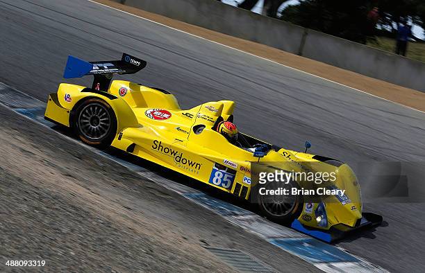 The ORECA FLM09 of Chris Miller and Stephen Simpson is shown in action during practice for the Continental Tire Monterey Grand Prix Powered by Mazda...