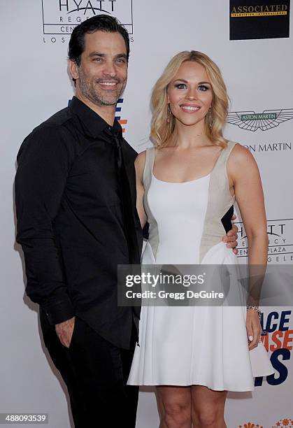 Johnathon Schaech and wife Julie Solomon arrive at the 21st Annual Race To Erase MS Gala at the Hyatt Regency Century Plaza on May 2, 2014 in Century...