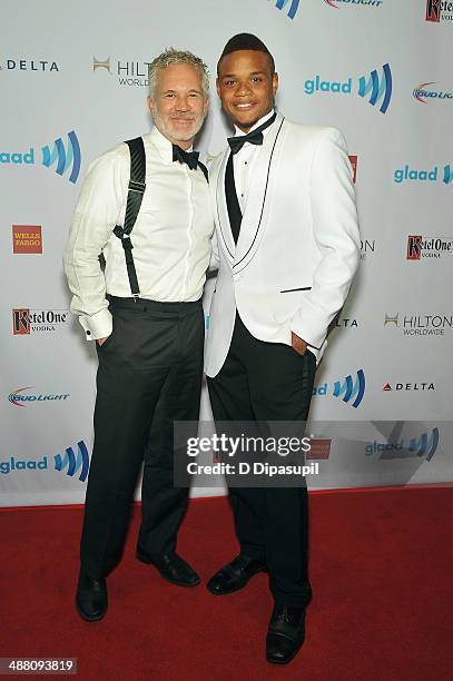 Gerald McCullouch and Derrick Gordon attend the 25th Annual GLAAD Media Awards In New York on May 3, 2014 in New York City.