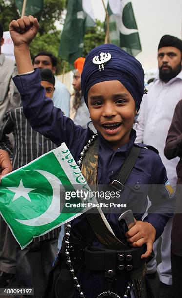 Pakistani Activists of Sikh Community, rally to support Pakistan's army in Lahore, Pakistan. Pakistani army filed a complaint against the countrys...