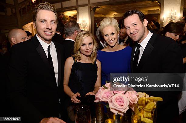 Dax Shepard, Kristen Bell, Candice Crawford and Tony Romo attend the Bloomberg & Vanity Fair cocktail reception following the 2014 WHCA Dinner at...