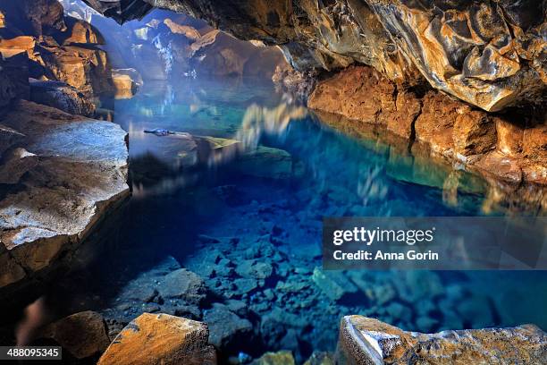 interior of hot springs in grjótagjá cave - grjótagjá cave stock pictures, royalty-free photos & images