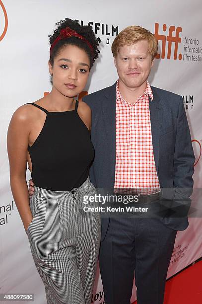 Actors Aisha Dee and Jesse Plemons attend "The Program" premiere during the 2015 Toronto International Film Festival at Roy Thomson Hall on September...