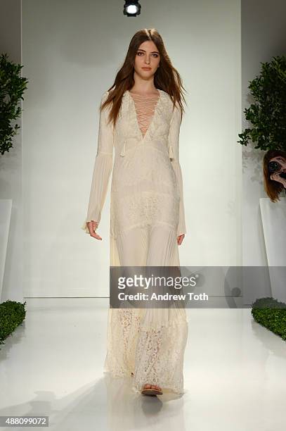 Model walks the runway during the Rachel Zoe Presentation Spring 2016 during New York Fashion Week: The Shows at The Space, Skylight at Clarkson Sq...