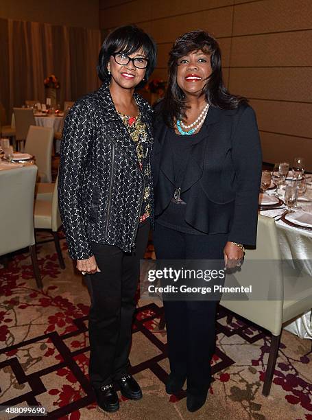 President of the Academy of Motion Picture Arts & Sciences Cheryl Boone Isaacs and Chaz Ebert attend the Ebert Tribute Lunch in honour of Ava...