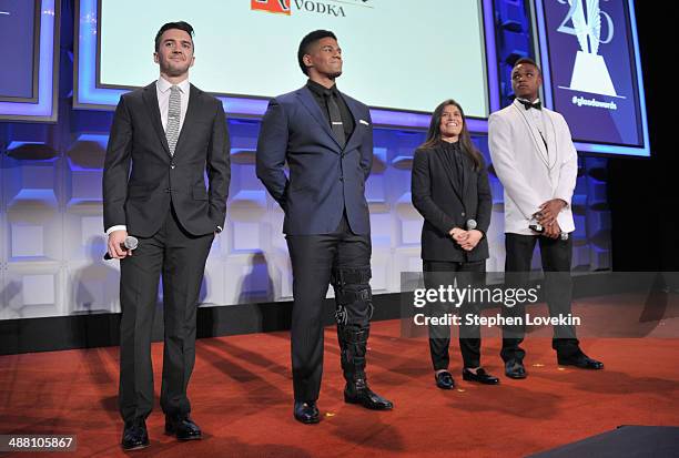 Blake Skjellerup, Darren Young, Jessica Aguilar and Derrick Gordon attend the 25th Annual GLAAD Media Awards on May 3, 2014 in New York City.