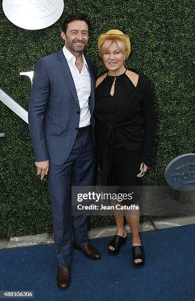 Hugh Jackman and his wife Deborra-Lee Furness arrive to attend the Men's Final on day fourteen of the 2015 US Open at USTA Billie Jean King National...