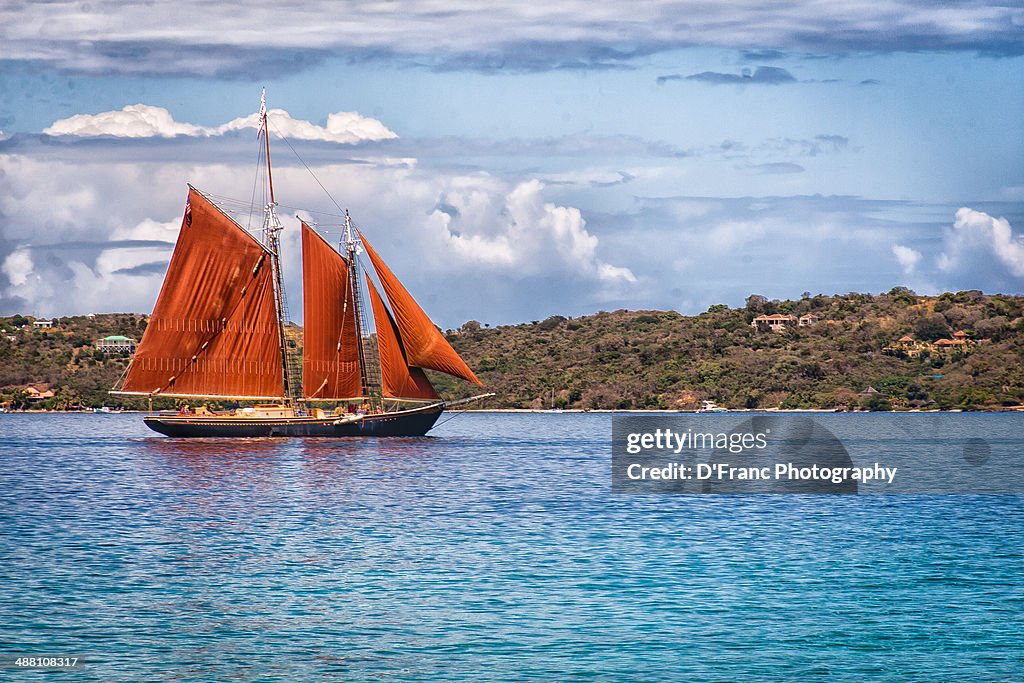 Sailing ship in the caribbean