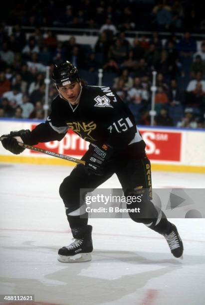 Jamie Langenbrunner of the Dallas Stars skates on the ice during an NHL game against the New York Islanders on February 25, 1998 at the Nassau...