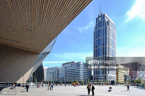 skyline with high-rise building of rotterdam center - rotterdam stock pictures, royalty-free photos & images