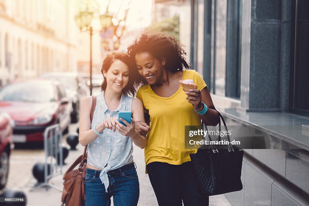 City girls on a leisure walk