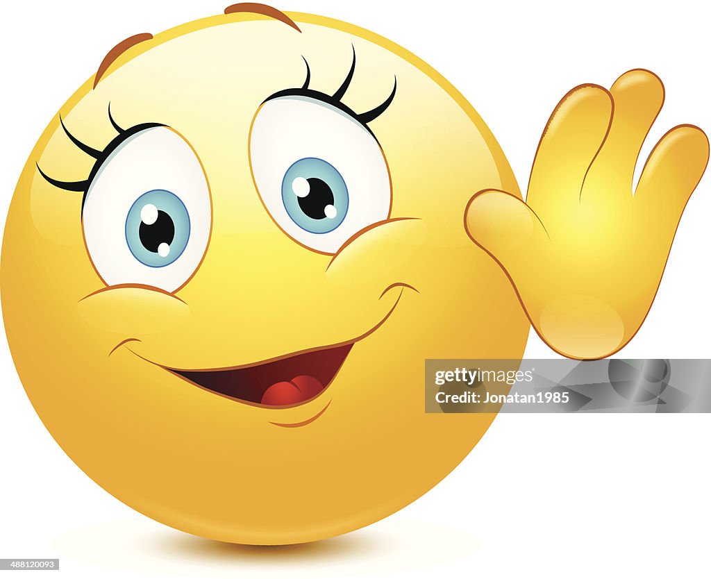 Female Smiley Waving Hello High-Res Vector Graphic - Getty Images