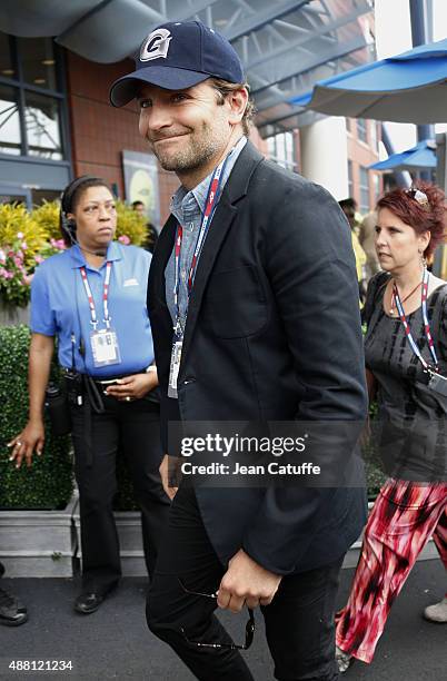 Bradley Cooper arrives at the Men's Final on day fourteen of the 2015 US Open at USTA Billie Jean King National Tennis Center on September 13, 2015...