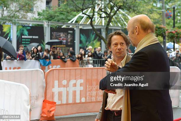 Actor Mathieu Amalric and director/writer Jean-Paul Rappeneau attend the premiere of 'Families' at Princess of Wales Theatre during 2015 Toronto...