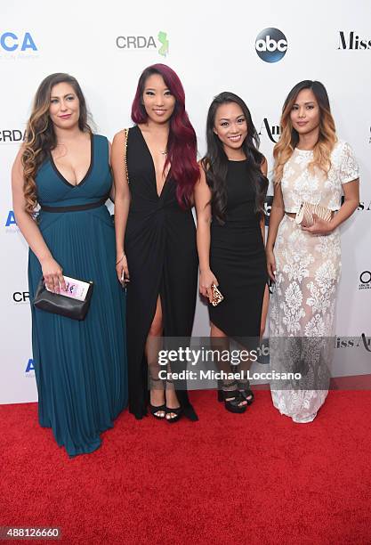 Briddy Nicole, Christine Hsu, Nina Nguyen and Anna Urmeneta attend the 2016 Miss America Competition at Boardwalk Hall Arena on September 13, 2015 in...